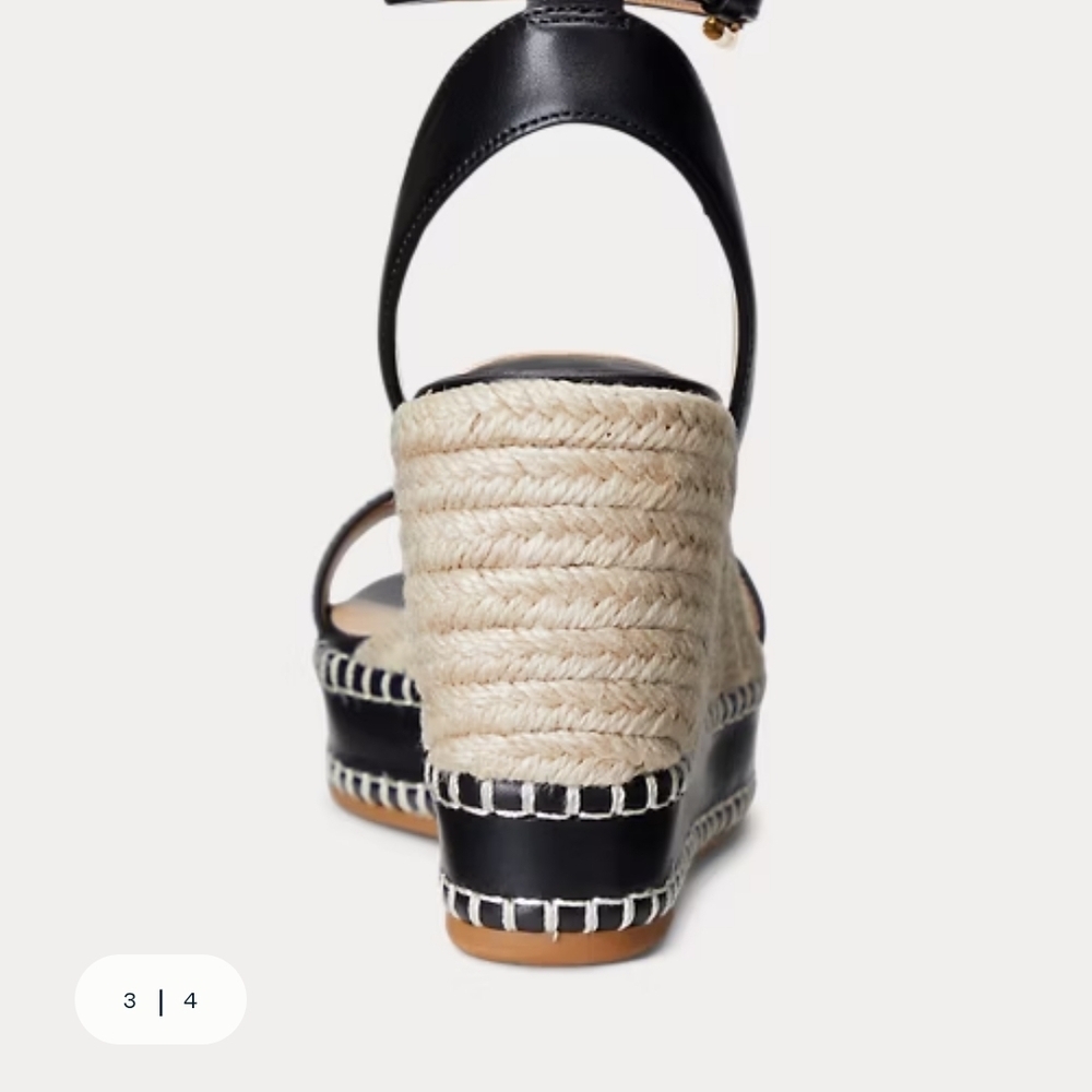 LAUREN Ralph LAUREN Hilarie Burnished Leather Espadrille - Picture 3 of 12